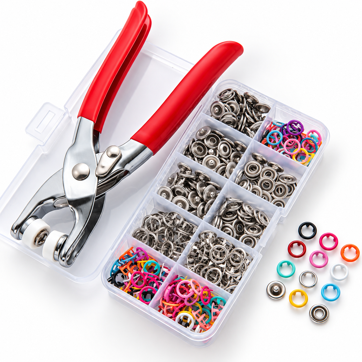 Kit Pince et Boutons-Pression Kaelis 100 pièces : Réparez et Créez en un Seul Clic, Sans Aucune Couture !