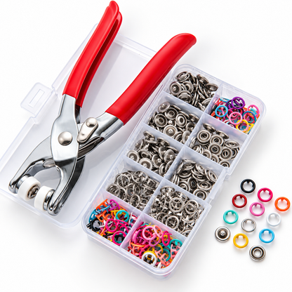 Kit Pince et Boutons-Pression Kaelis 100 pièces : Réparez et Créez en un Seul Clic, Sans Aucune Couture !