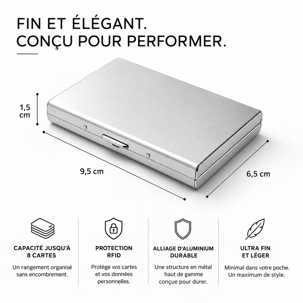 Porte-cartes RFID Blindé en Acier Inoxydable