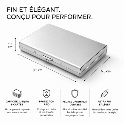 Porte-cartes RFID Blindé en Acier Inoxydable