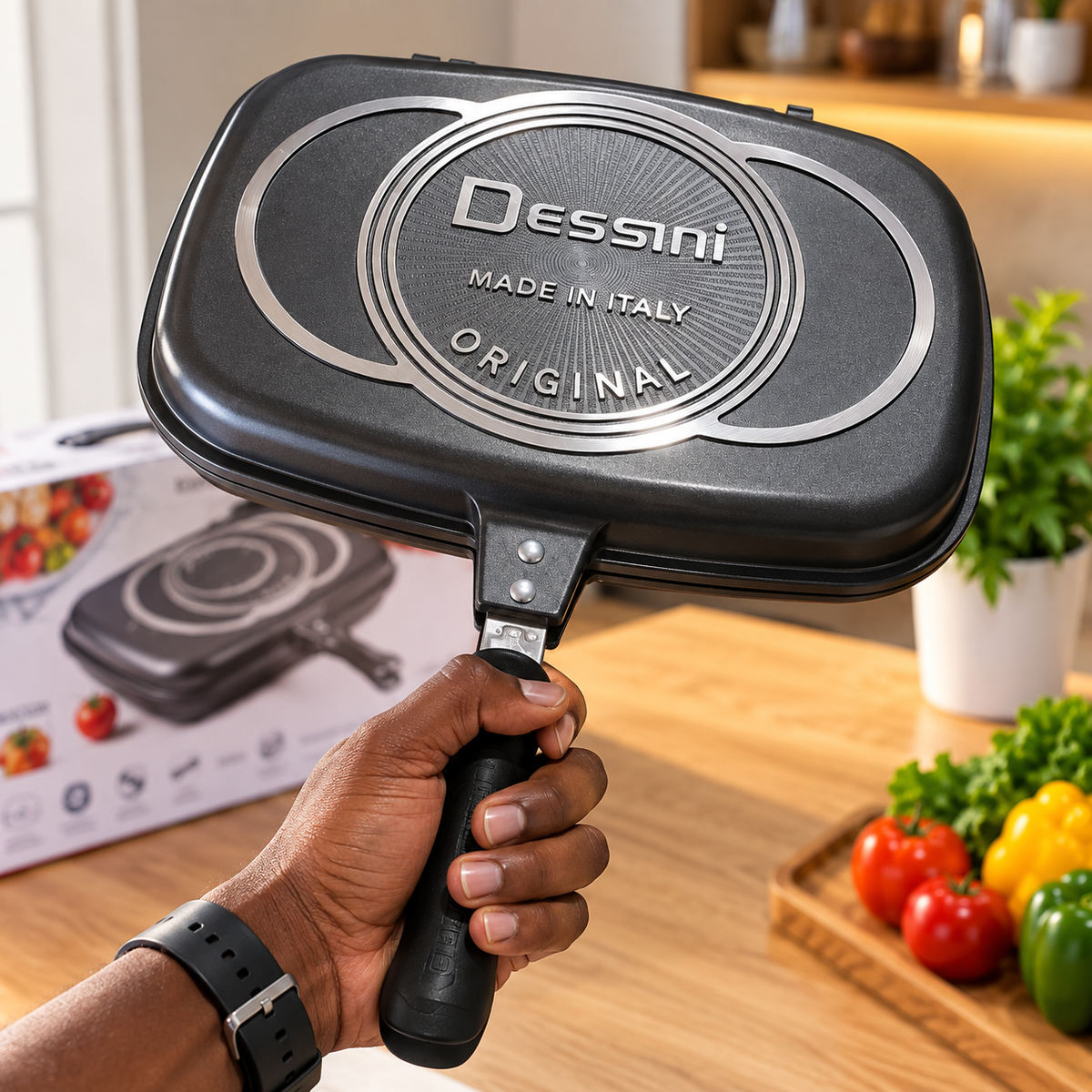 🔥 La Poêle Grill Double Face Dessini 36 cm par Kaelis : Le Secret des Grillades Parfaites Sans Salir Votre Cuisine !