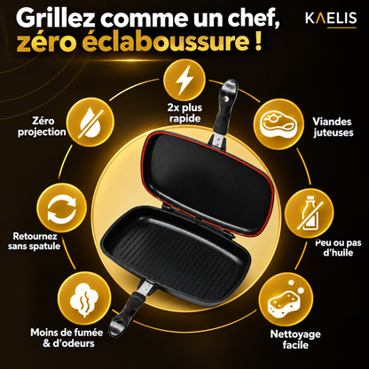 🔥 La Poêle Grill Double Face Dessini 36 cm par Kaelis : Le Secret des Grillades Parfaites Sans Salir Votre Cuisine !